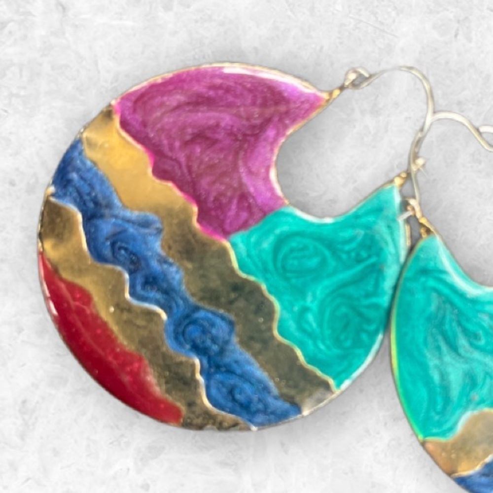 Colorful Abstract Earrings - Picture 2 of 2